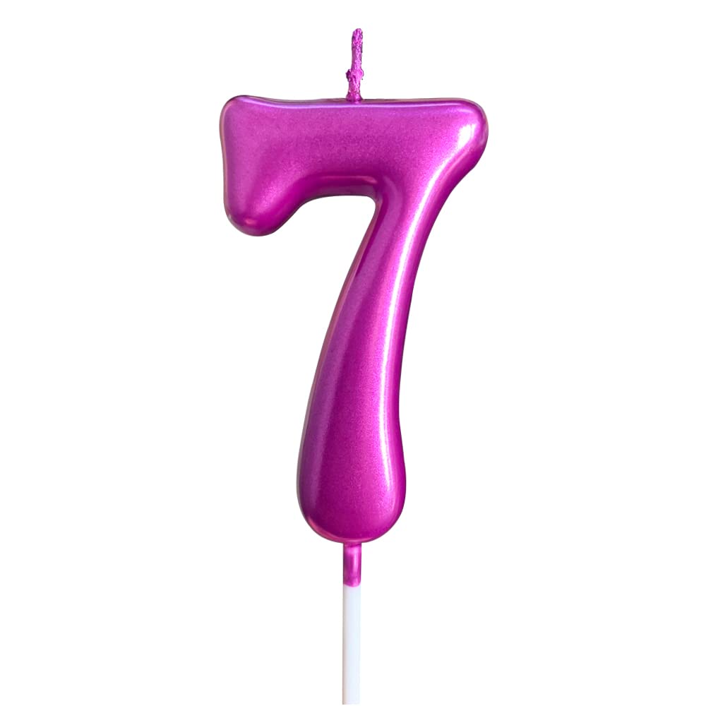 Amazon.com: 7th Birthday Candle Seven Years Purple Happy Birthday
